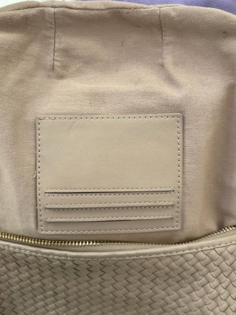 Quince Italian Handwoven Leather Mini Shoulder Bag Taupe - Picture 3 of 8